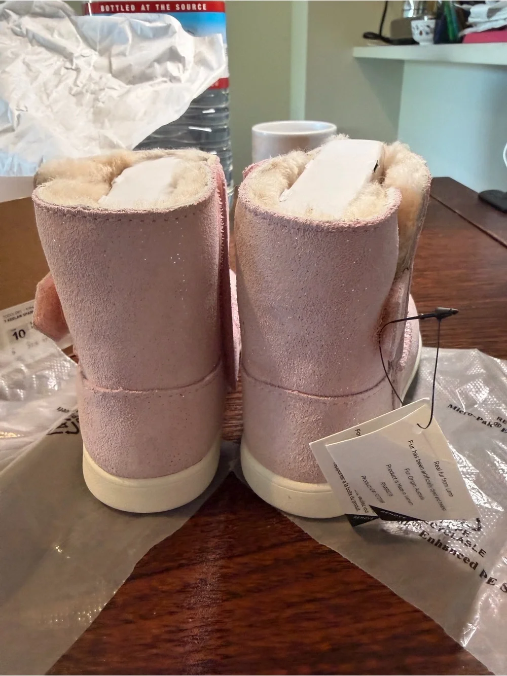 NWT UGG Kids Pink Sparkle Suede Boots size 10